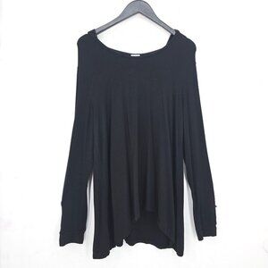 Green Tea Black Slinky Hooded Extra Soft Long Sleeve Tunic Shirt Women Size XL